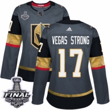 Women's Adidas Vegas Golden Knights #17 Vegas Strong Authentic Gray Home 2018 Stanley Cup Final NHL Jersey