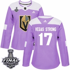 Women's Adidas Vegas Golden Knights #17 Vegas Strong Authentic Purple Fights Cancer Practice 2018 Stanley Cup Final NHL Jersey