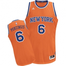 Men's Adidas New York Knicks #6 Kristaps Porzingis Swingman Orange Alternate NBA Jersey