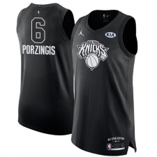 Men's Nike Jordan New York Knicks #6 Kristaps Porzingis Authentic Black 2018 All-Star Game NBA Jersey