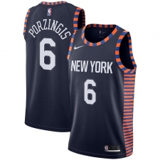 Men's Nike New York Knicks #6 Kristaps Porzingis Swingman Navy Blue NBA Jersey - 2018 19 City Edition