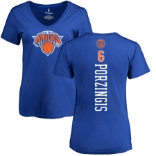 NBA Women's Nike New York Knicks #6 Kristaps Porzingis Royal Blue Backer T-Shirt