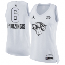Women's Nike Jordan New York Knicks #6 Kristaps Porzingis Swingman White 2018 All-Star Game NBA Jersey