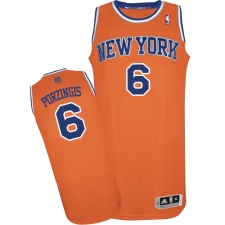 Youth Adidas New York Knicks #6 Kristaps Porzingis Authentic Orange Alternate NBA Jersey