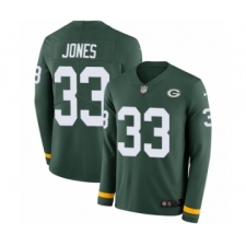 Youth Nike Green Bay Packers #33 Aaron Jones Limited Green Therma Long Sleeve NFL Jersey