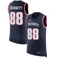 Men's Nike New England Patriots #88 Martellus Bennett Navy Blue Rush Player Name & Number Tank Top NFL Jersey