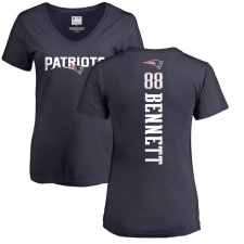 NFL Women's Nike New England Patriots #88 Martellus Bennett Navy Blue Backer T-Shirt