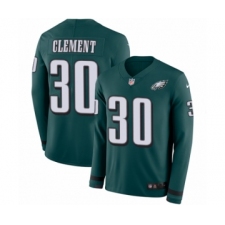 Men's Nike Philadelphia Eagles #30 Corey Clement Limited Green Therma Long Sleeve NFL Jersey