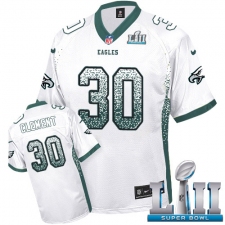 Men's Nike Philadelphia Eagles #30 Corey Clement Limited White Drift Fashion Super Bowl LII NFL Jersey