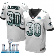 Men's Nike Philadelphia Eagles #30 Corey Clement White Road Drift Fashion Super Bowl LII NFL Jersey