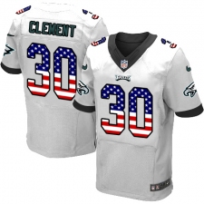 Men's Nike Philadelphia Eagles #30 Corey Clement White Road USA Flag Fashion NFL Jersey