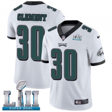 Men's Nike Philadelphia Eagles #30 Corey Clement White Vapor Untouchable Limited Player Super Bowl LII NFL Jersey