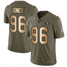 Men's Nike San Francisco 49ers #96 Datone Jones Limited Olive/Gold 2017 Salute to Service NFL Jersey