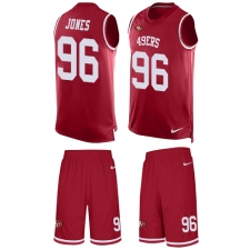 Men's Nike San Francisco 49ers #96 Datone Jones Limited Red Tank Top Suit NFL Jersey
