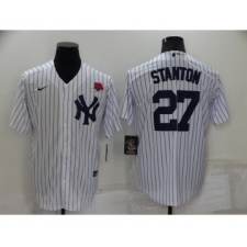Men's New York Yankees #27 Giancarlo Stanton White Cool Base Stitched Rose Baseball Jersey