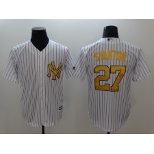 Men's New York Yankees #27 Giancarlo Stanton White Home Stitched Jersey
