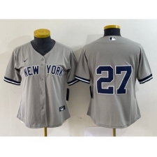 Women's Nike New York Yankees #27 Giancarlo Stanton Grey No Name Stitched Cool Base Jersey