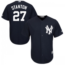 Youth Majestic New York Yankees #27 Giancarlo Stanton Replica Navy Blue Alternate MLB Jersey