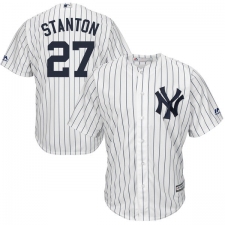 Youth Majestic New York Yankees #27 Giancarlo Stanton Replica White Home MLB Jersey