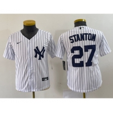 Youth Nike New York Yankees #27 Giancarlo Stanton White Stitched Cool Base Jersey