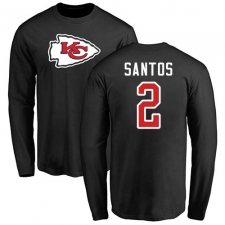 NFL Nike Kansas City Chiefs #2 Cairo Santos Black Name & Number Logo Long Sleeve T-Shirt