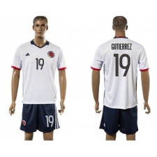 Colombia #19 Gutierrez Away Soccer Country Jersey