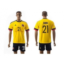 Colombia #21 Ramos Home Soccer Country Jersey