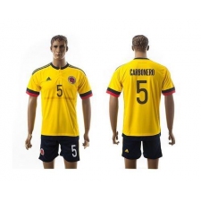 Colombia #5 Carbonero Home Soccer Country Jersey