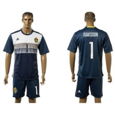Sweden #1 Isaksson Away Soccer Country Jersey