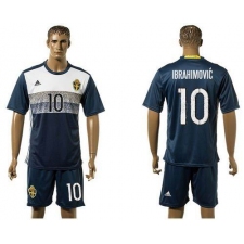 Sweden #10 Ibrahimovic Away Soccer Country Jersey