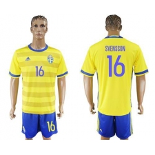 Sweden #16 Svensson Home Soccer Country Jersey