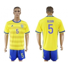 Sweden #5 Olsson Home Soccer Country Jersey