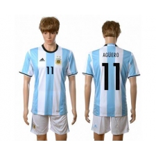 Argentina #11 Aguero Home Soccer Country Jersey