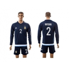 Argentina #2 Maydana Away Long Sleeves Soccer Country Jersey