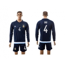 Argentina #4 Gino Away Long Sleeves Soccer Country Jersey