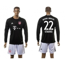 Bayern Munchen #22 Starke Goalkeeper Black Long Sleeves Soccer Club Jersey