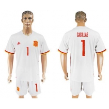 Spain #1 Casillas Away Soccer Country Jersey