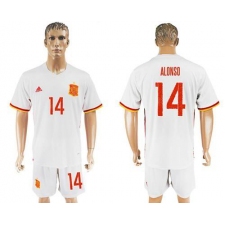 Spain #14 Alonso Away Soccer Country Jersey