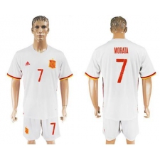 Spain #7 Morata Away Soccer Country Jersey