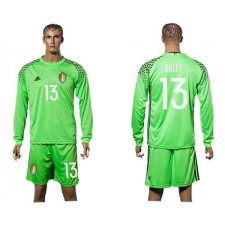 Belgium #13 Gillet Green Goalkeeper Long Sleeves Soccer Country Jersey