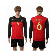 Belgium #6 Witsel Red Home Long Sleeves Soccer Country Jersey