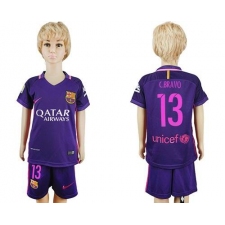 Barcelona #13 C.Bravo Away Kid Soccer Club Jersey