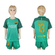Barcelona #13 Cillesse Green Goalkeeper Kid Soccer Club Jersey