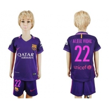Barcelona #22 Aleix Vidal Away Kid Soccer Club Jersey