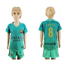 Barcelona #8 A.Iniesta Sec Away Kid Soccer Club Jersey