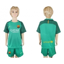 Barcelona Blank Green Goalkeeper Kid Soccer Club Jersey