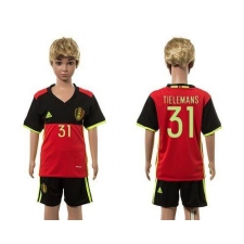 Belgium #31 Tielemans Red Home Kid Soccer Country Jersey