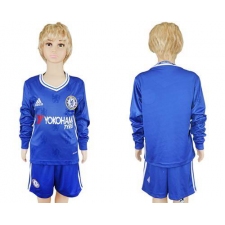 Chelsea Blank Home Long Sleeves Kid Soccer Club Jersey