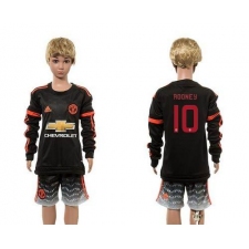 Manchester United #10 Rooney SEC Away Long Sleeves Euro Premium Kid Soccer Club Jersey