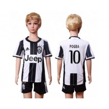 Juventus #10 Pogba Home Kid Soccer Club Jersey